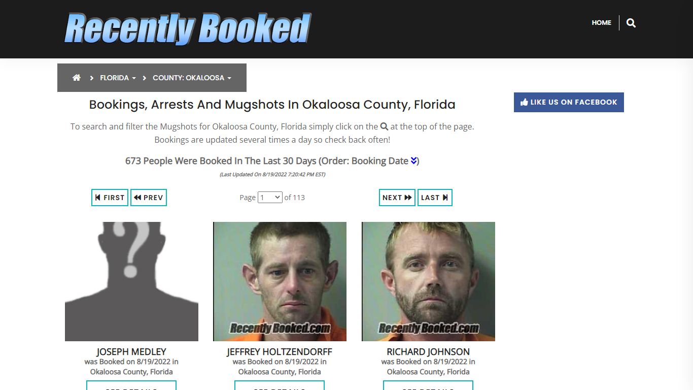 Bookings, Arrests and Mugshots in Okaloosa County, Florida