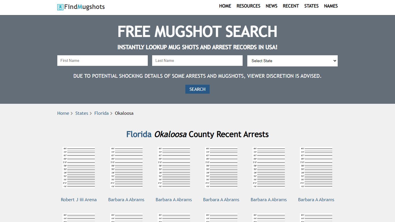 Find Okaloosa Florida Mugshots - Find Mugshots