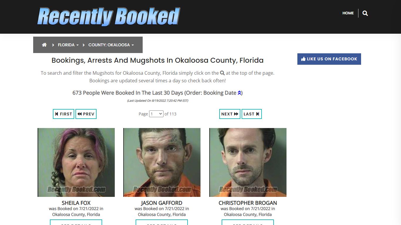 Bookings, Arrests and Mugshots in Okaloosa County, Florida